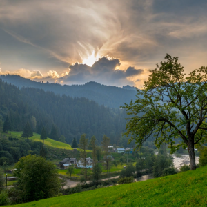 Mountains and Clouds at Dawn