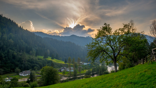 Mountains and Clouds at Dawn