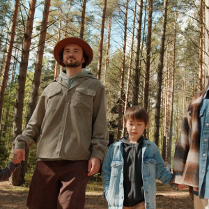 Family Hiking in the Woods